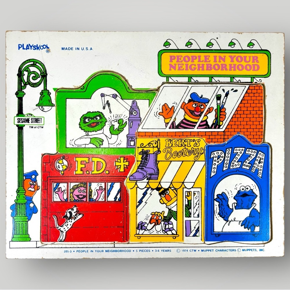 Vintage Puzzle Cookie Monster Playskool from 1974 People In Your Neighborhood